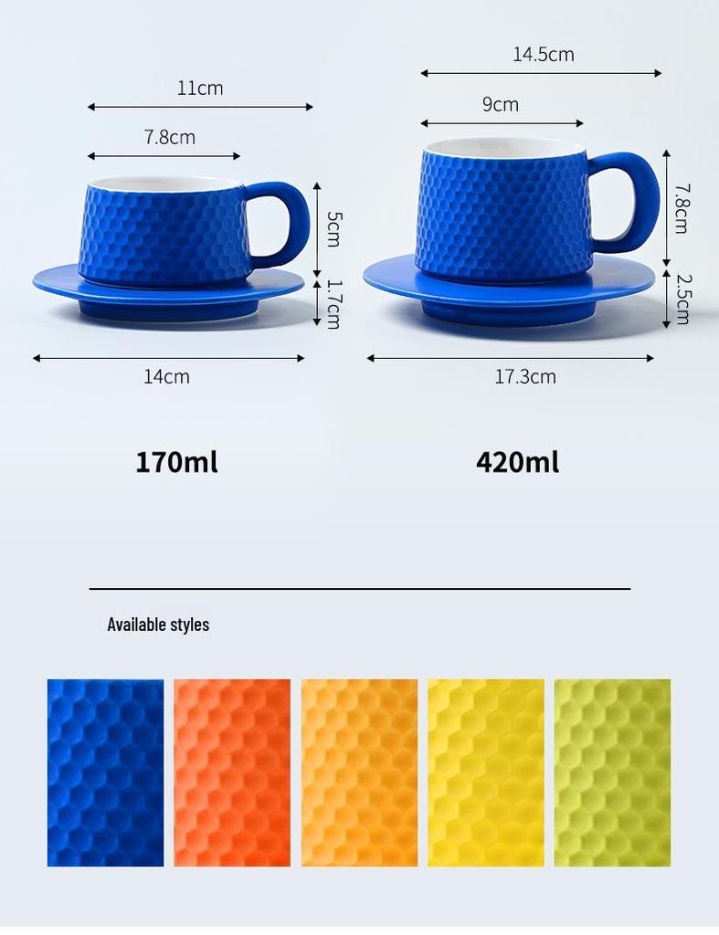 Minimalist Ceramic Coffee Cup & Saucer Set - Light Luxury for Home or Office