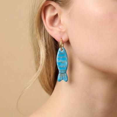 Stainless Steel Cartoon Fish Drop Earrings For Women Colorful Enamel Striped Fish Earring Summer Beach Party Trend Jewelry Gift
