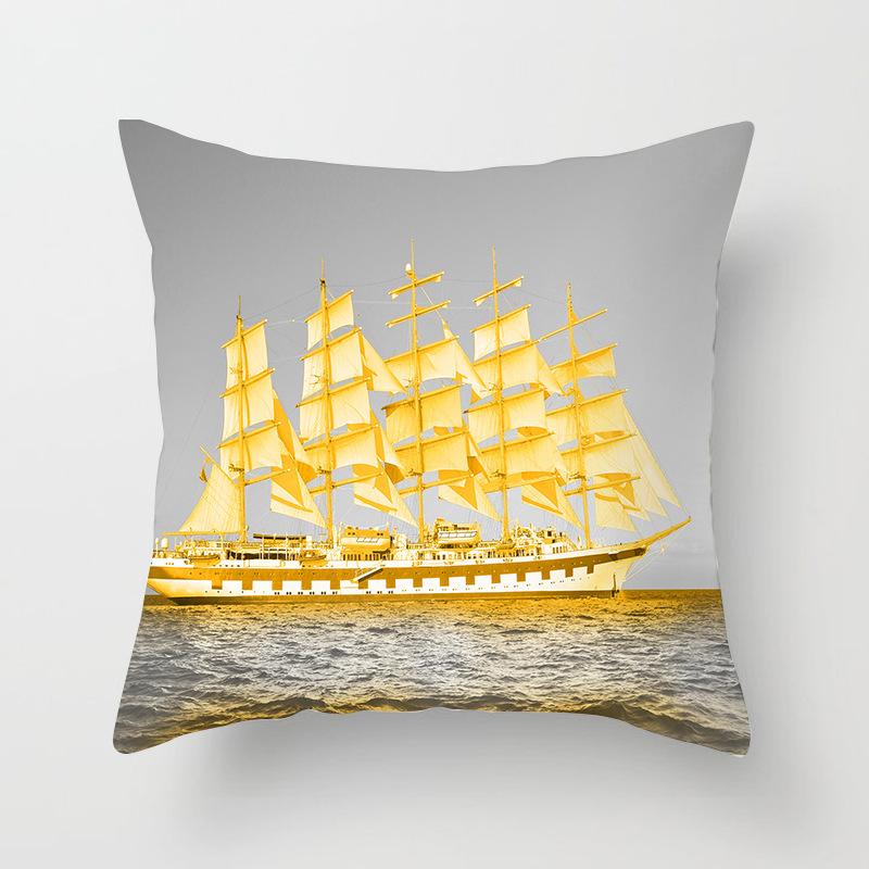 Modern Simple Landscape Car Print Sofa Pillow Cushion Cover Home Soft Furnishings
