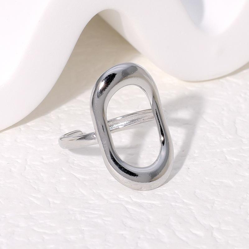 Stainless Steel Rings for Women Hollow Out Gold Color Temperament Personality Fashion Female Trendy Resizable Opening Rings
