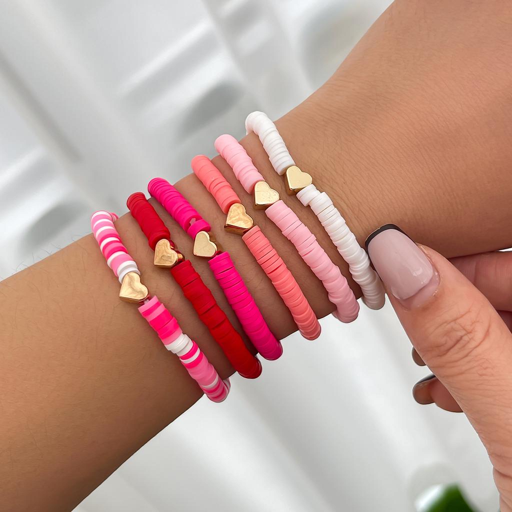 Ingemark 10 Styles Romantic Soft Ceramic Acrylic Beads Letter Chain Bracelet Boho Sweet Heart Bangles Y2K Aesthetics Jewelry New