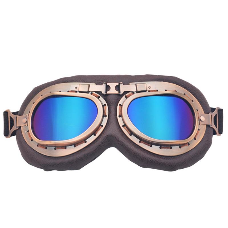 Vintage Goggles Harley Style Silver Frame Copper Motorcycle Windproof Protective Eyewear Retro Goggles For Karting Riding And Biking