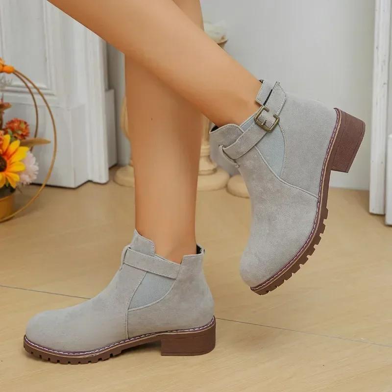 2025 Fashion Shoes for Women Slip-on Women's Boots Winter Plus Size Ankle Boots Mordern Boots Solid Colors Buckle Shoes Ladies