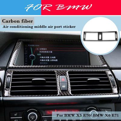 1 TAKıM 3D Parlak Karbon Fiber Çıkartmalar Araba Hava Paneli Çıkışı Koruyucu Kapaklar BMW E70 E71 X5 X6 2008-2013 2014 M