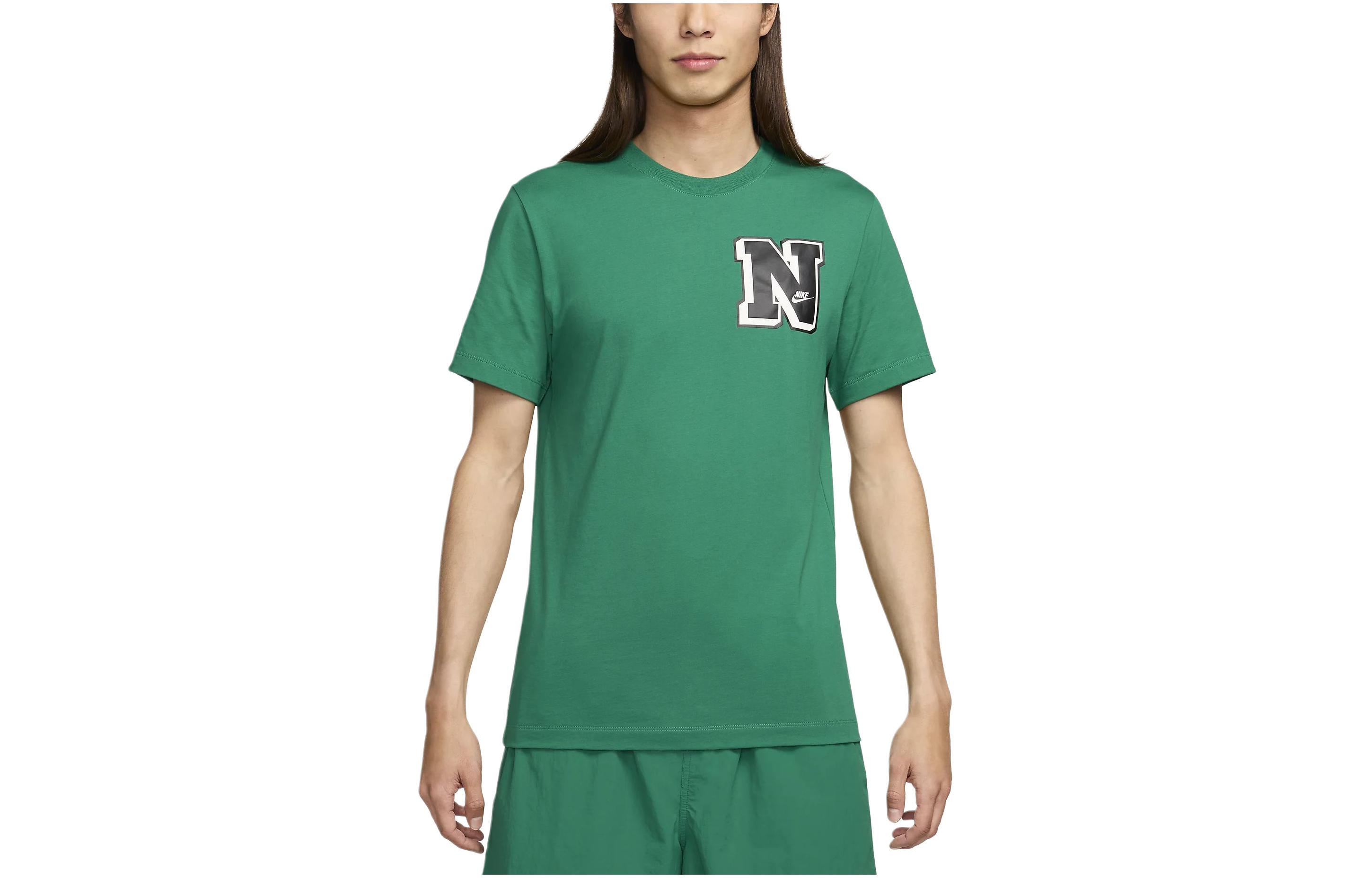 Nike T Shirts Men s Green Crew Neck Moderate Straight Fit FV3773-365 M