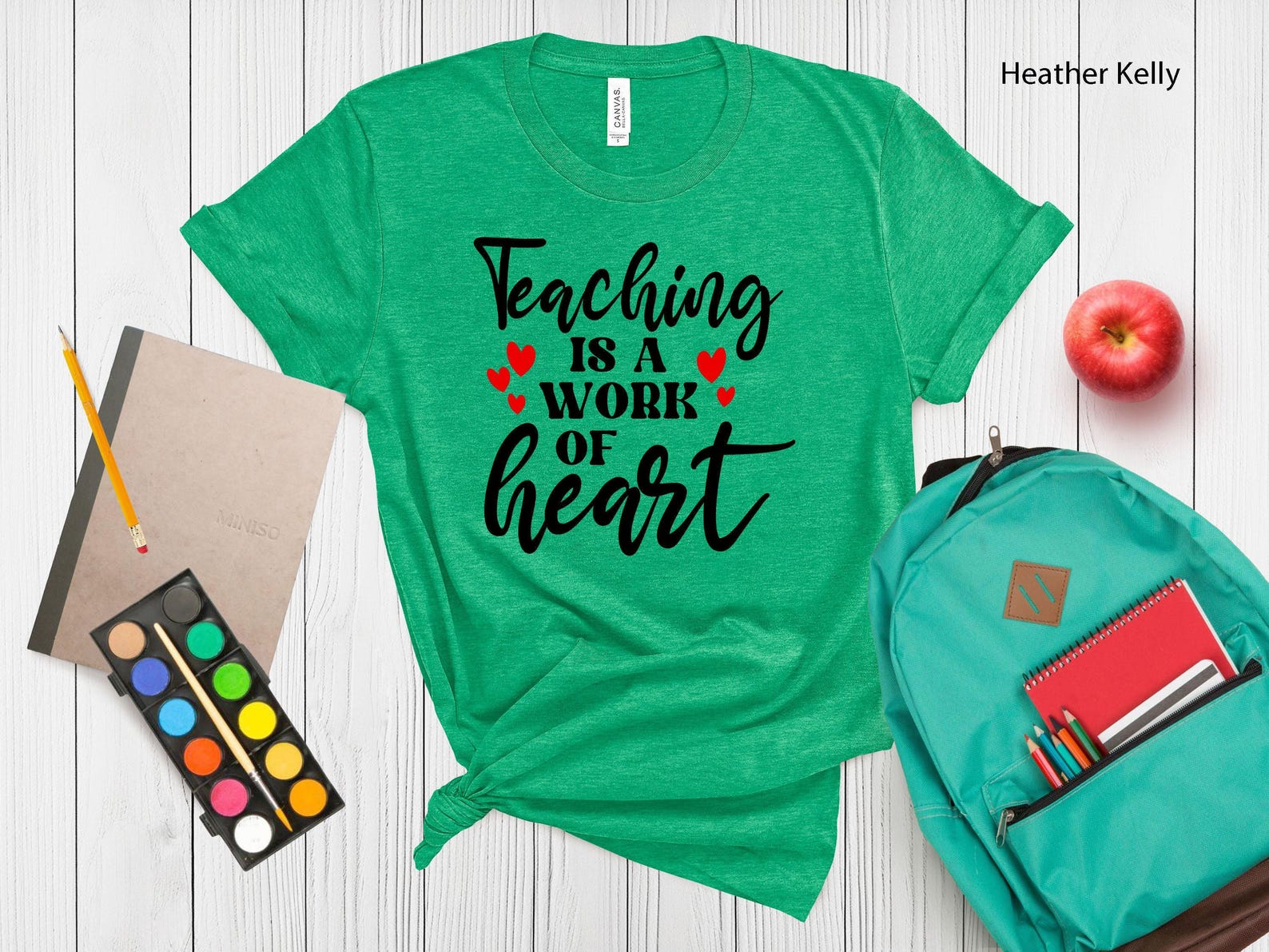 Teaching Is A Work Of Heart T-Shirt | Teacher Gift, Classroom Humor XL