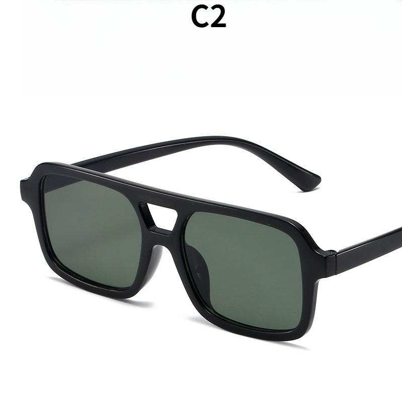Women's sunglasses, men's and women's fashion square large-frame double-beam sunglasses