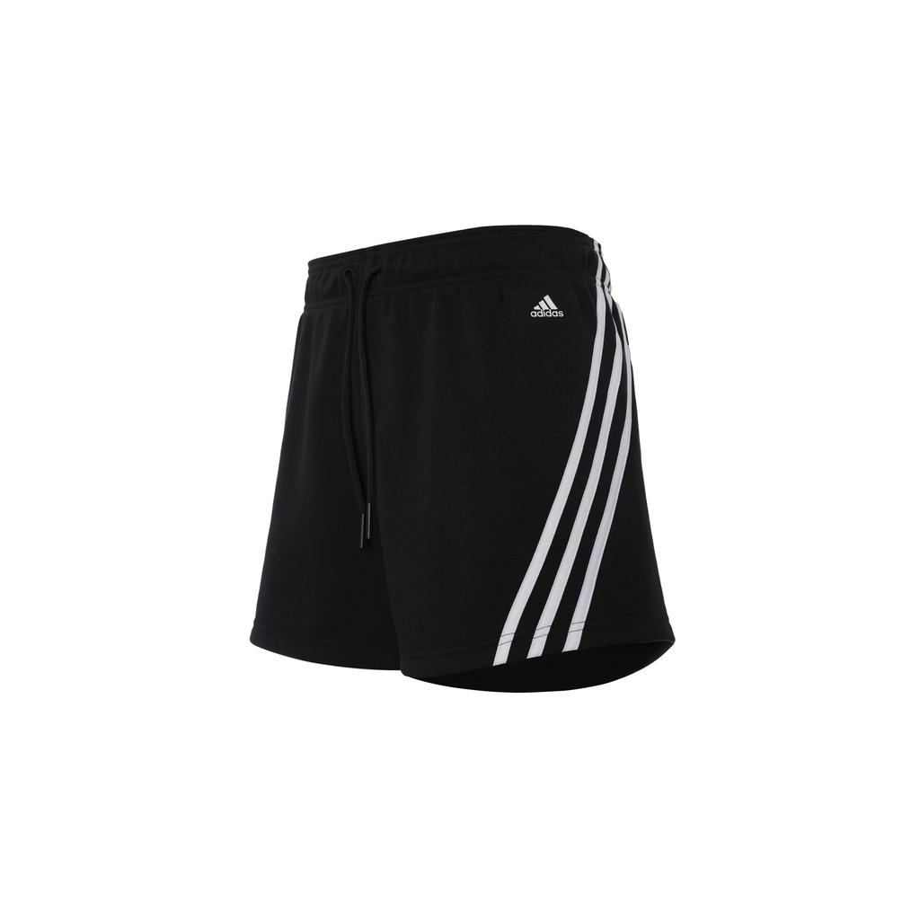 Adidas Contrast Stripe Drawstring Training Shorts Women Bottoms Black H57305