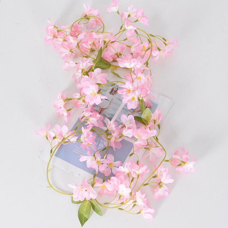 Simulated Rose Winter Jasmine Cherry Blossom Artificial Vine Decoration For
