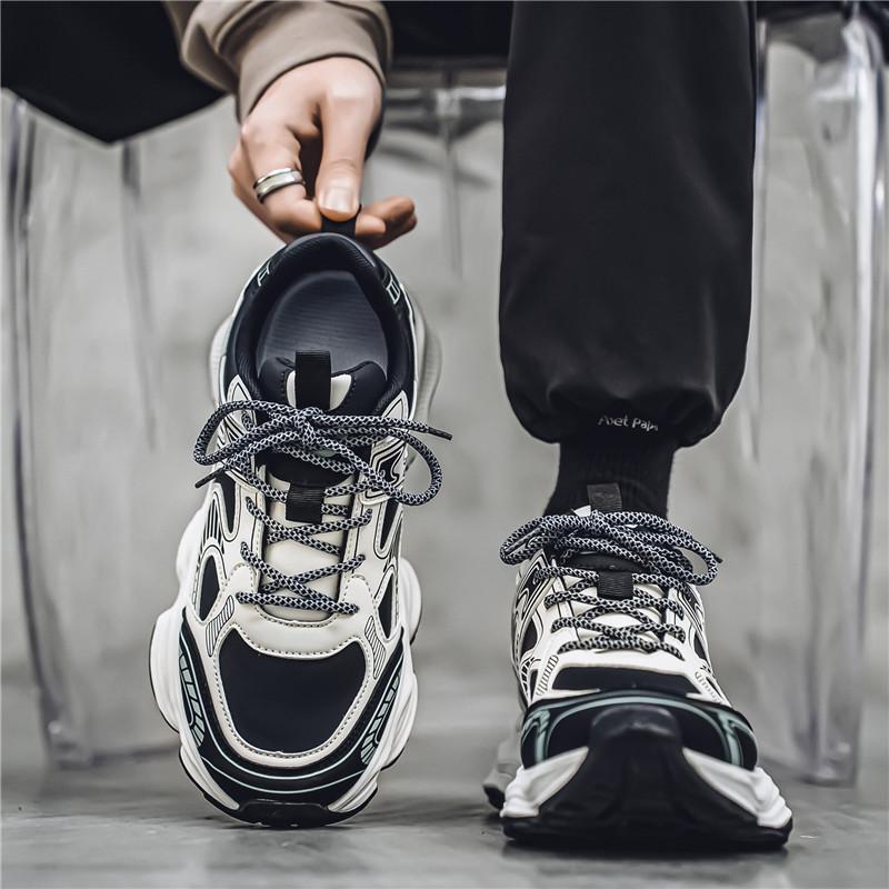 

2025 men s shoes have an increased sense of spring, Hong Kong style dad shoes, youth platform casual mesh sports shoes, winter 44