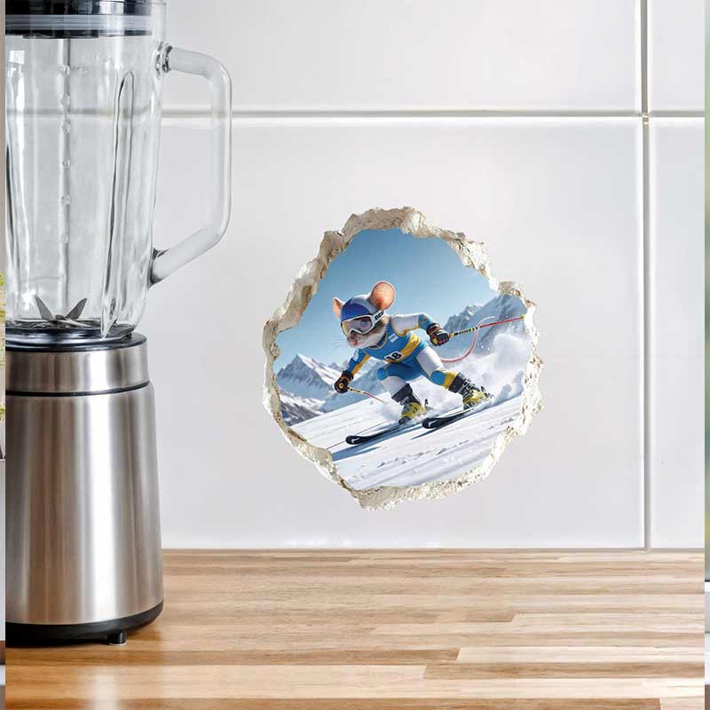 5 Stück/Packung Wintersport Mauseloch Wandaufkleber Schlafzimmer Eingang Wohnzimmer Veranda Hausdeko Wasserdichte Aufkleber M1565