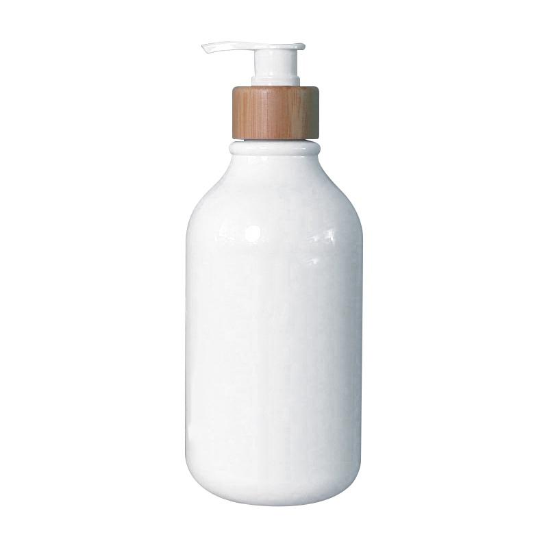 White Soap Dispenser Shampoo Bottl 500ml Bathroom Body Soap Bottle Large-capacity Lotion Bamboo Pump PET Empty Refillable Bottle
