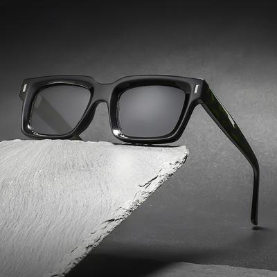 Mode Retro Dicke Bügel Quadratische Rahmen Sonnenbrille Herren und Damen Beliebte Marke Große Rahmen Sonnenbrille Schwarz Grau Brille