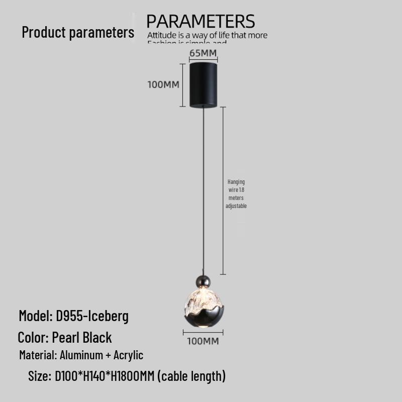 

Прикроватный подвесной светильник Jinshan в итальянском минималистичном стиле «Снежная гора» - Креативный и современный дизайн для спальни или фойе Warm Light