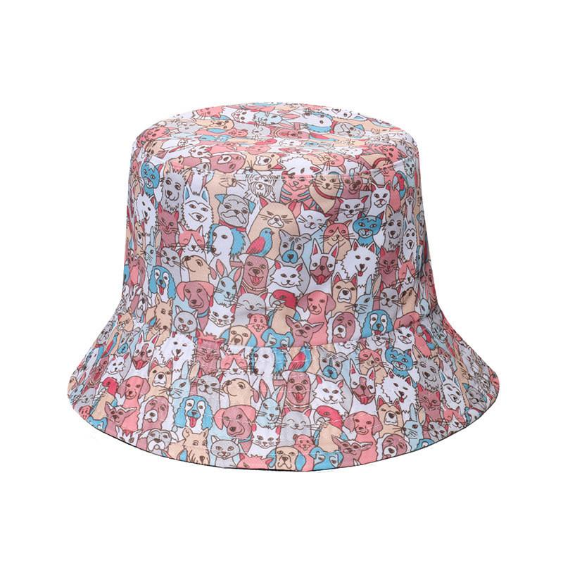 Trendy Pet Print Sun Hat For Women Fisherman Hat With Short Brim