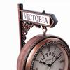Plastic Wood Pattern Replica Dual Side Victoria Station Wall Clock Hanging Style Platform Railway Clock Home Decor 33.02 Cm