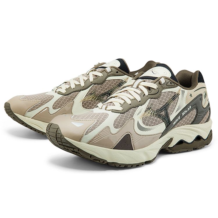 Mizuno Wave Solar Lace-Up Comfortable Fabric Synthetic Leather Shock Absorbing Wear-Resistant Breathable Low-Top Casual Running Shoes D1GH213505