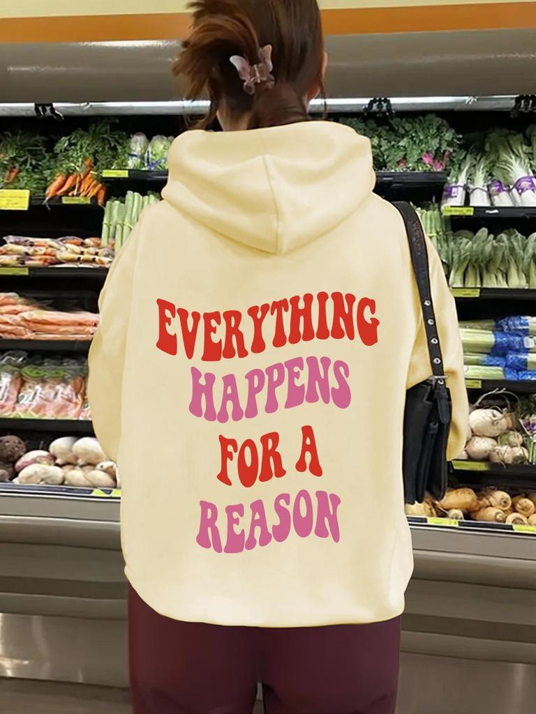 Reason Letter Print Double Hoodie Sweatshirt for Autumn/Winter
