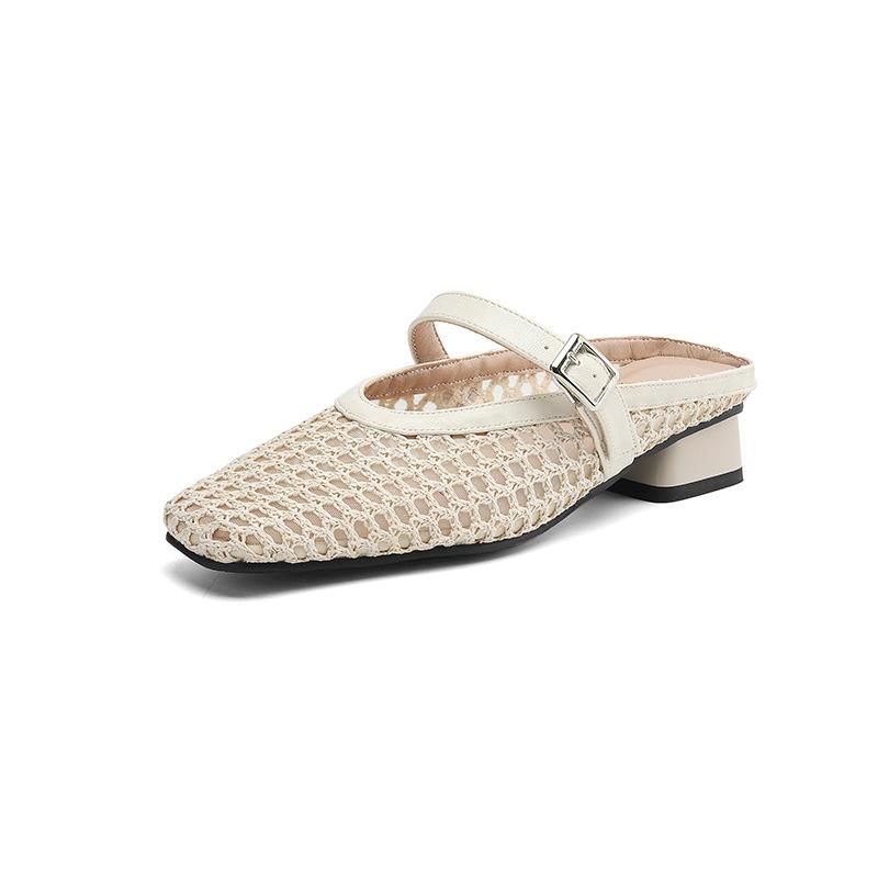 Summer New Flat Slippers Low Heel Size Women's Shoes Solid Color Soft Sole Casual Cool Slippers Foot Bag Head Slippers