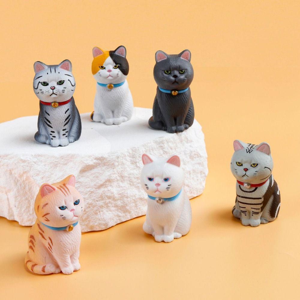 Small Bell Sitting Cat Figure Toy Mini Mini Cat Ornament Simulated Cat Model Doll  Girls Gifts