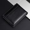 Leather Men's Wallet Oil Wax Leather Dollar Wallet RFID Anti-RFID Cowhide Change Bag Card Holder
