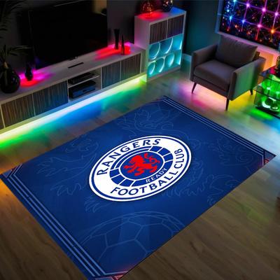 Rangers FC Tasarımlı Kristal Kadife Halı Rahat Non?Yatak Odası Oturma Odası Girişi İçin Kaymaz Desenli Halı