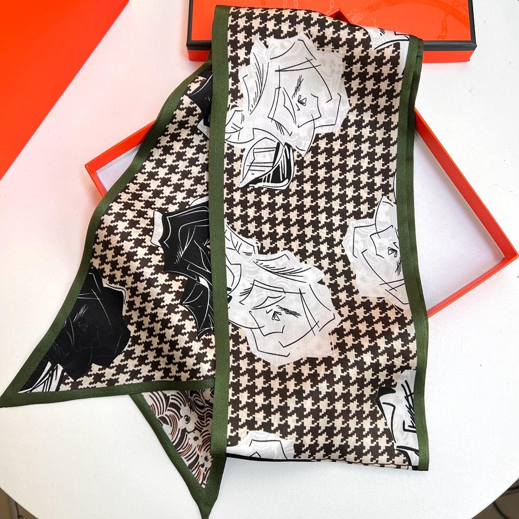 Suhang Silk Mulberry Silk Silk Scarf Oil Painting Double-Layer Double-Sided Silk Scarf Small Long Scarf Streamer