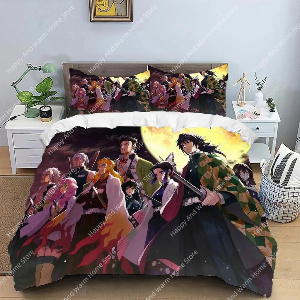 Kamado Nezuko Demon Slayer Bedding Set Duvet Cover Set Bedspread Pillowcase King Queen Full Single Size Bed Linen Boys Teen Gift