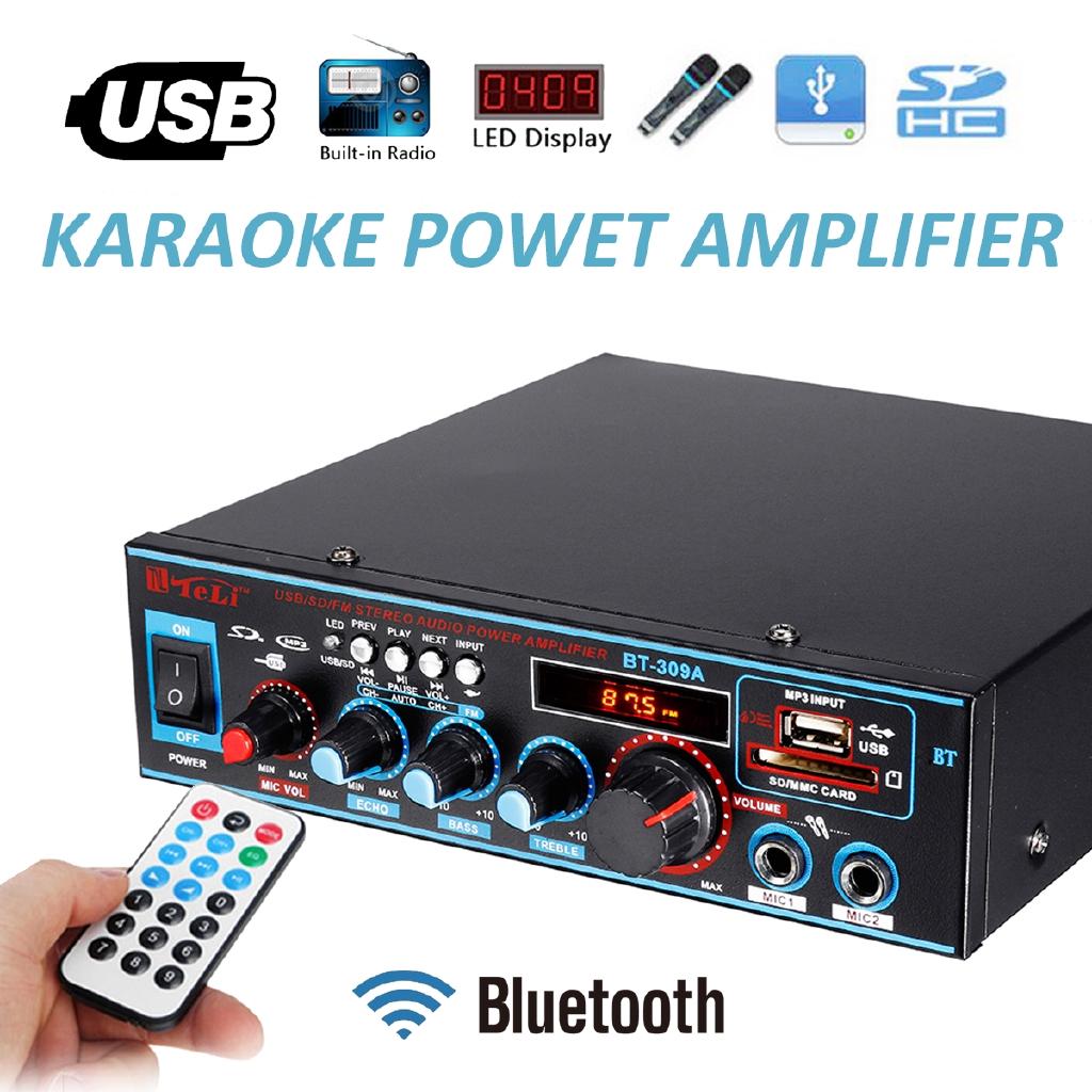 12V/AC 220V HIFI audio stereo zesilovač bluetooth FM rádio auto domácí karaoke audio zesilovač