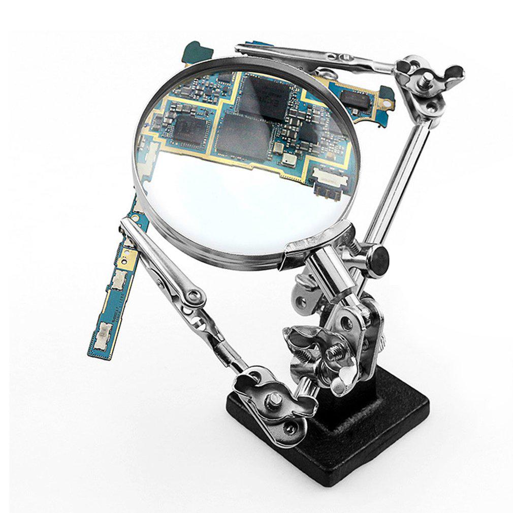 Helping Hands Magnifier Stand with Dual Alligator Clips Adjustable 5X Magnifying Glass Perfect for Soldering Crafting