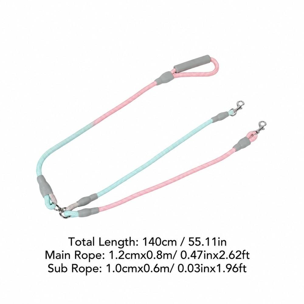 1.2cmx0.8M+1.0cmx0.6M Multi Colors Double Dog Leash Lightweight Dual Pet Leash Outdoor Travel
