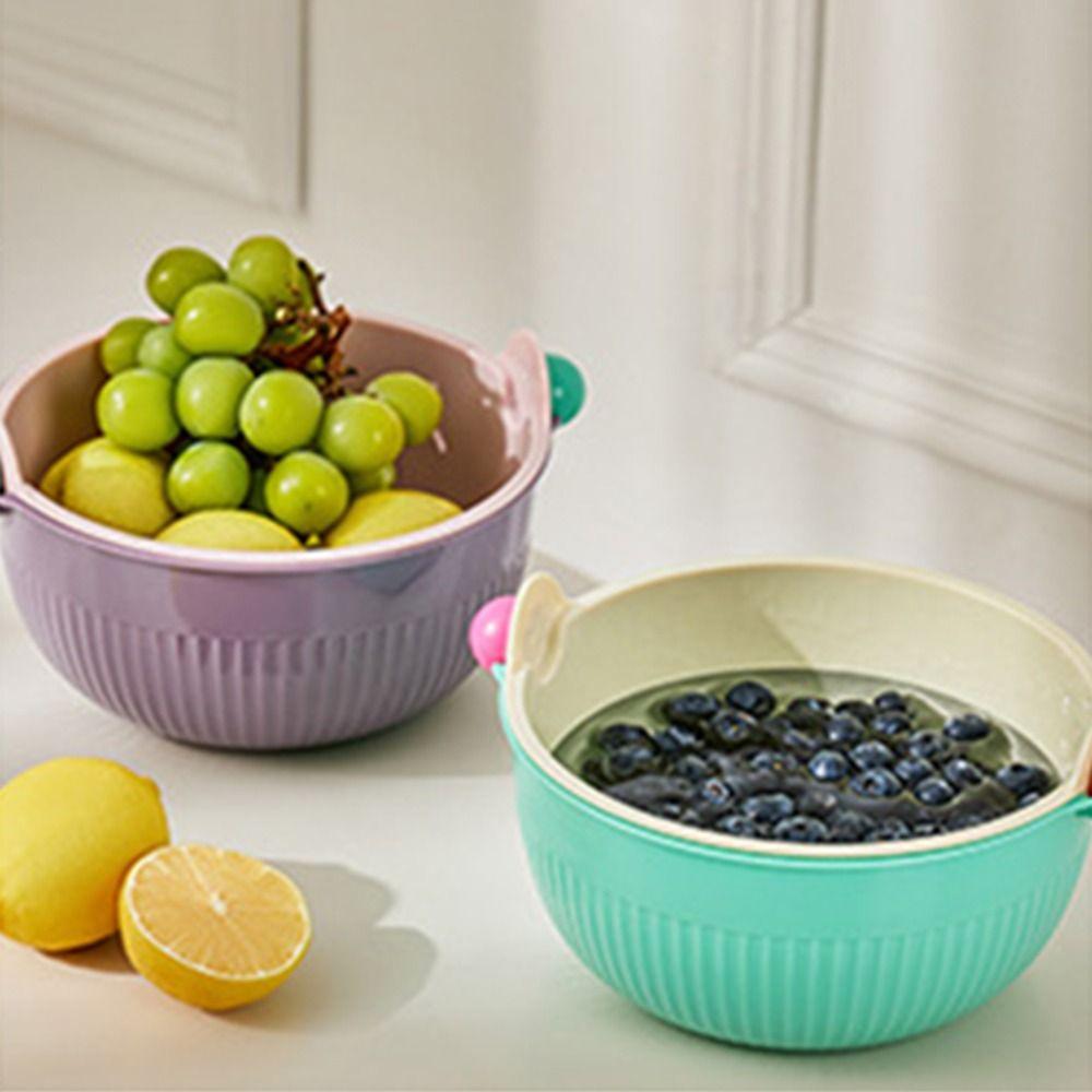 Round Vegetable Washing Basin Creative Kitchen Fruit Basket Washing Bowl  Fruit Strainer