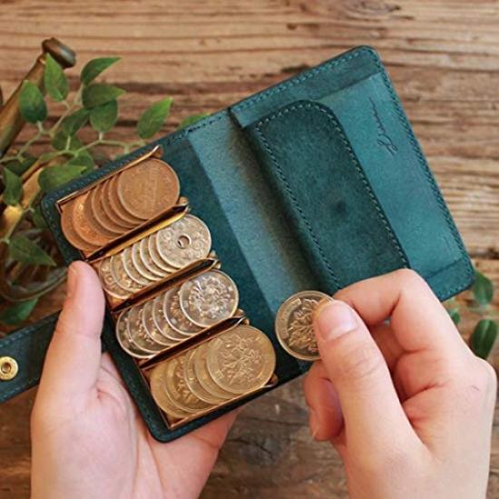 Coin Wallet2 Coin Catcher GOLD Edition LITSTA Coin Wallet Coin Purse with Coin Holder Italian Leather pueblo Blue Green [LITSTA]