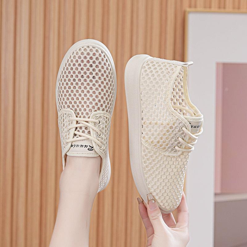 

Летняя женская нескользящая обувь из летучего трикотажа, спортивная обувь, дышащая обувь для фитнеса, бега, повседневная обувь 40 бежевый