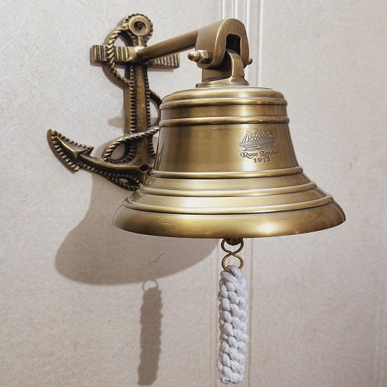Rose London Türklingel 1912 Schwerer Klang 15,24 cm Schiffs Innen- Außen Glocke mit Wandhalterung