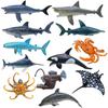 12pcs Ocean Sea Life Toy Figures Set for Kids, 12 PCS Realistic Marine Animals with Shark, Dolphin, Sea Turtle, Penguin, Seal, Clownfish, Crab, Ocean