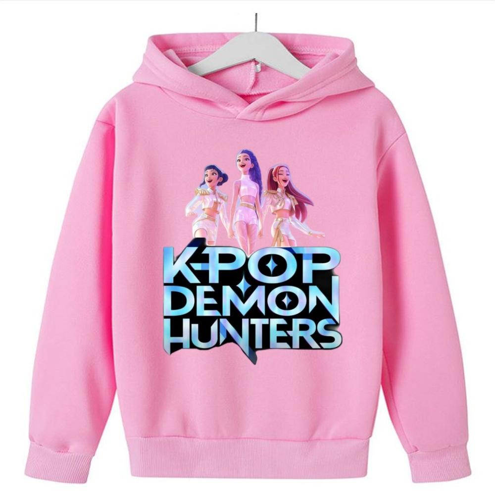 KPop Demon Girls Fashion Casual Sweatshirt Movie New Kids K-Pop Demon Hunters Hooded Tops Toddler Girl Clothes Hunters Hoodie