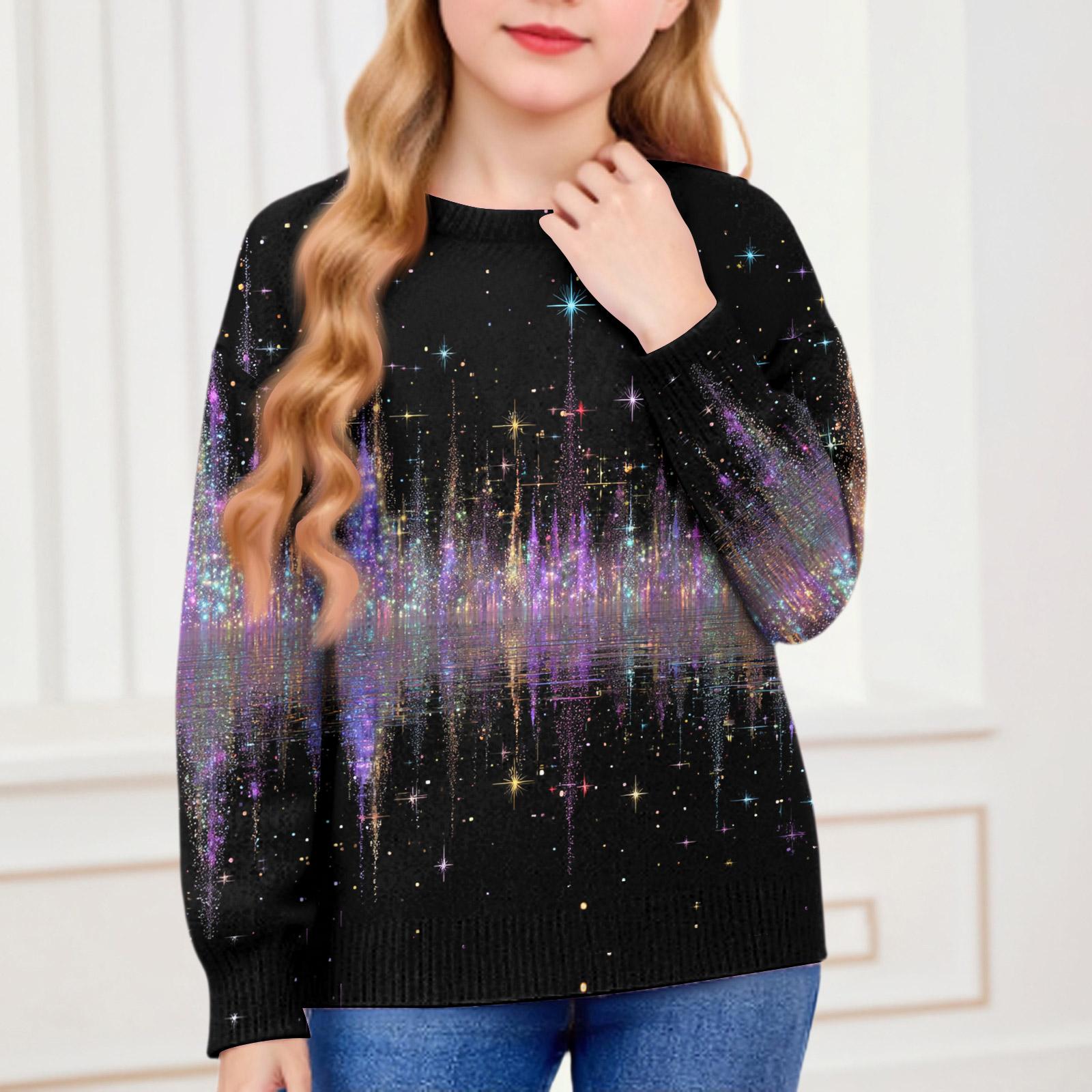 

Рождественские свитшоты для детей мальчиков и девочек вязаный свитер милая рубашка осенний пуловер с круглым вырезом топы 90