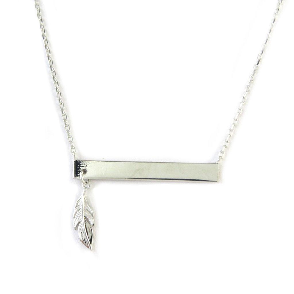 Les Trésors De Lily [N6971] - Silver 'Identity' Feather Necklace (rhodium-plated)