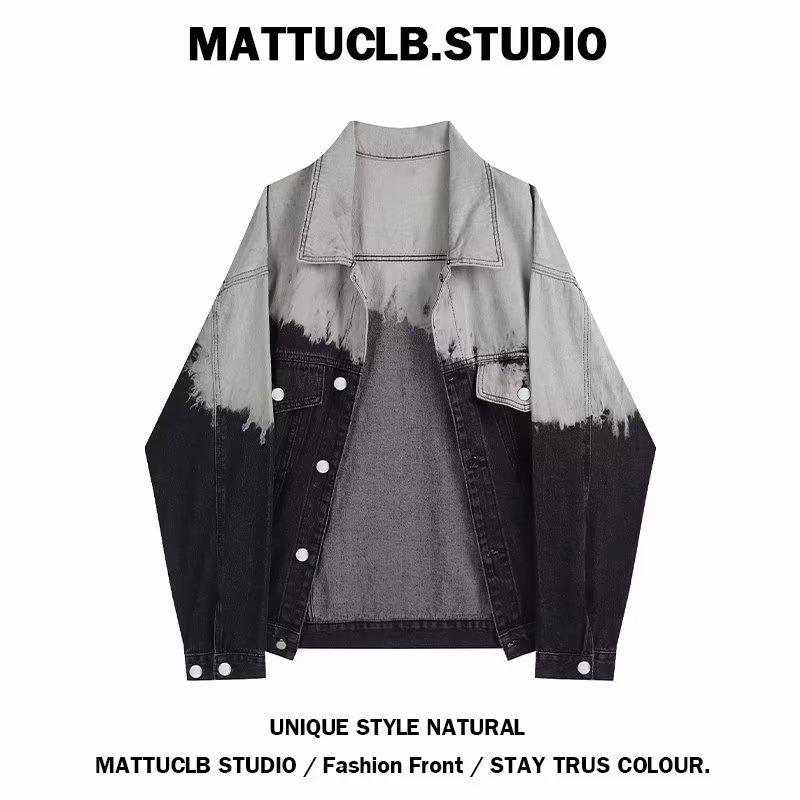 

Men s Autumn Gradient Denim Jacket: Loose-Fit Korean & American Retro Style L