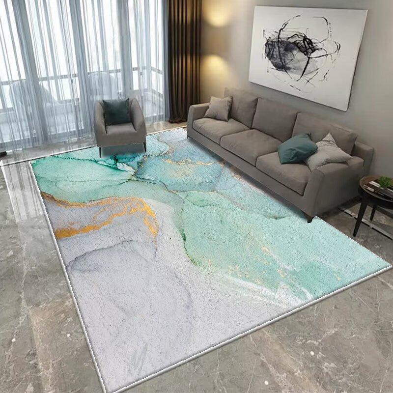 Modern CARPET FOR LIVE ROOM Non-slip Home Decoration Luxury Light Luxury Golden Blue Area Rug Washable Parlor Mat Bedside Room