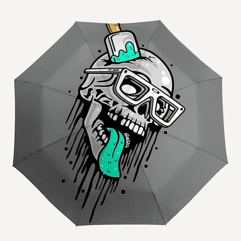 

1pc Freeze Skull Automatic Folding Umbrella Portable Collapsible Design, 8-Rib Iron Frame, Durable Fabric152