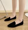Fashion Suede Pointed Toe Flat Single Shoes Womens Work Shoes Summer Large Size Untied Casual Loafers Luxury Shoes for Women