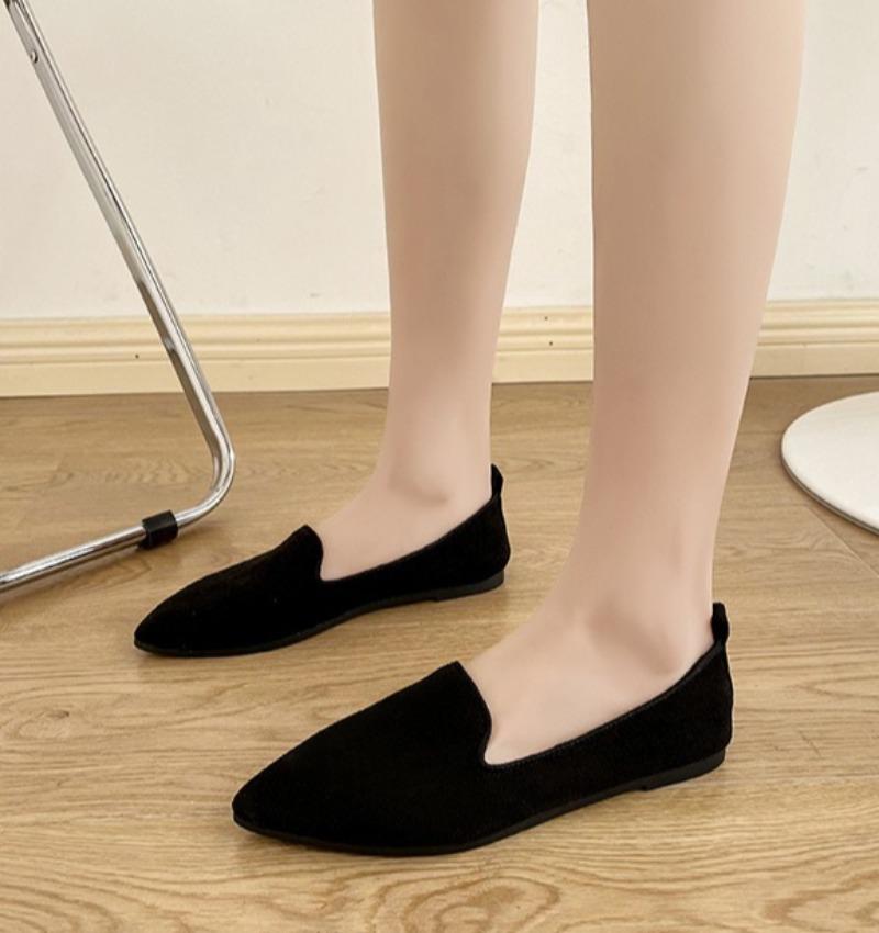 Fashion Suede Pointed Toe Flat Single Shoes Womens Work Shoes Summer Large Size Untied Casual Loafers Luxury Shoes for Women