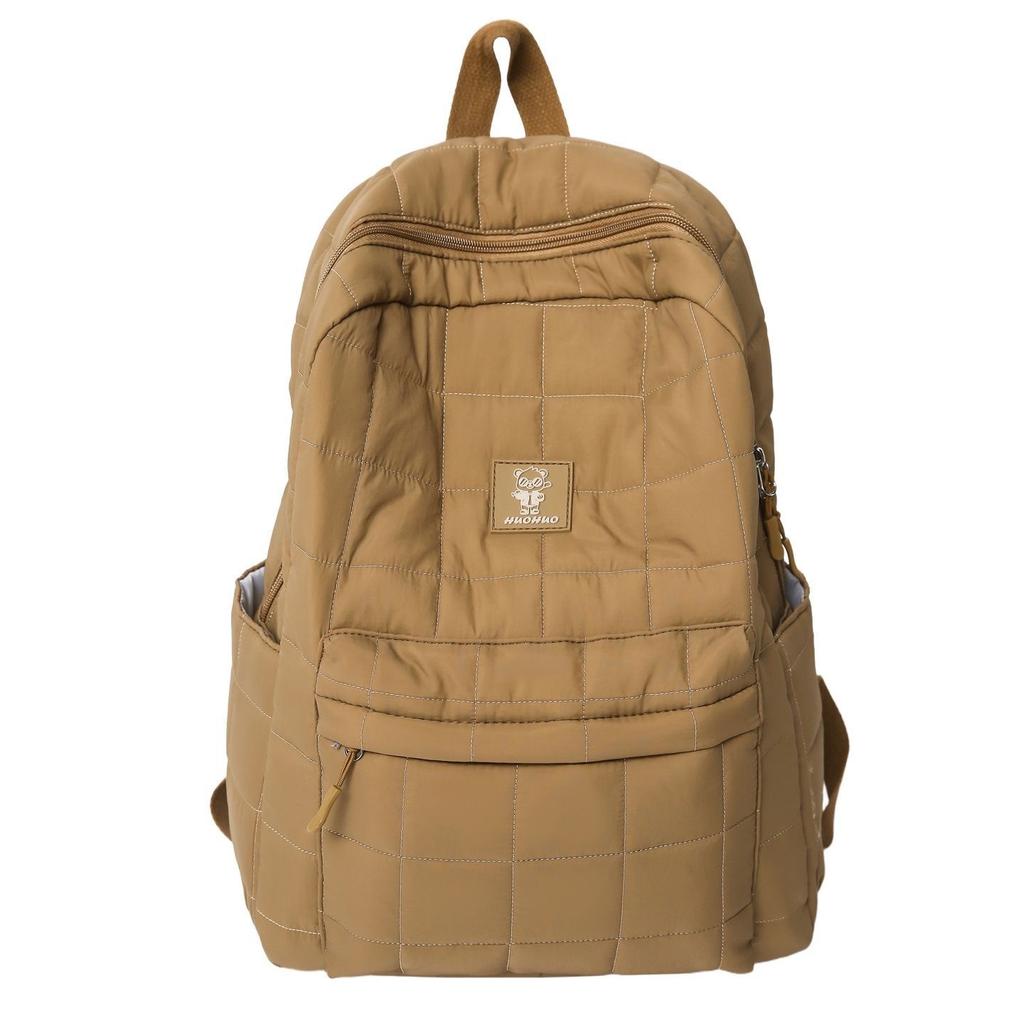 Schoolbag Korean Version Ins Simple Solid Color Backpack Bag Women's Large Capacity Versatile Square Student Schoolbag Fashion Casual Backpack