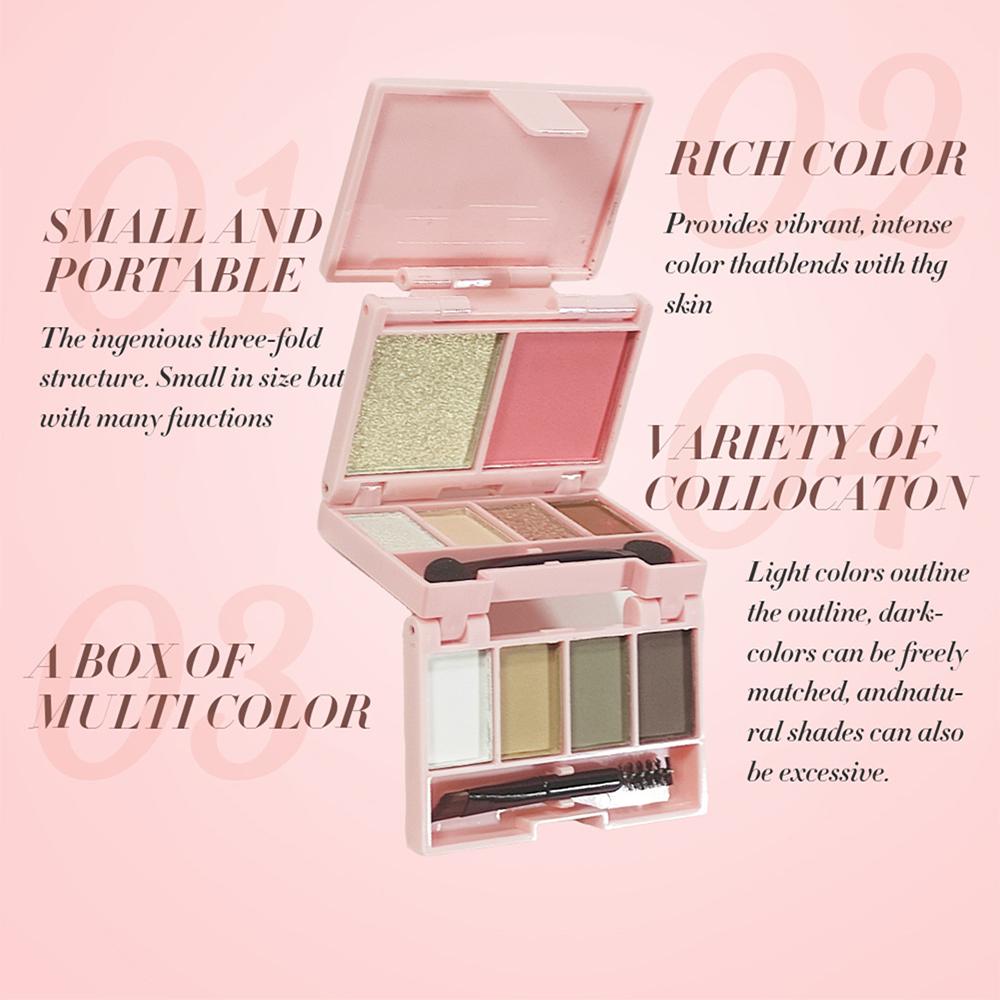 Mini Portable Folding Combination Palette Eyeshadow Highlight Blush Pearl Velvet Fine Blush Waterproof Glitter Highlight