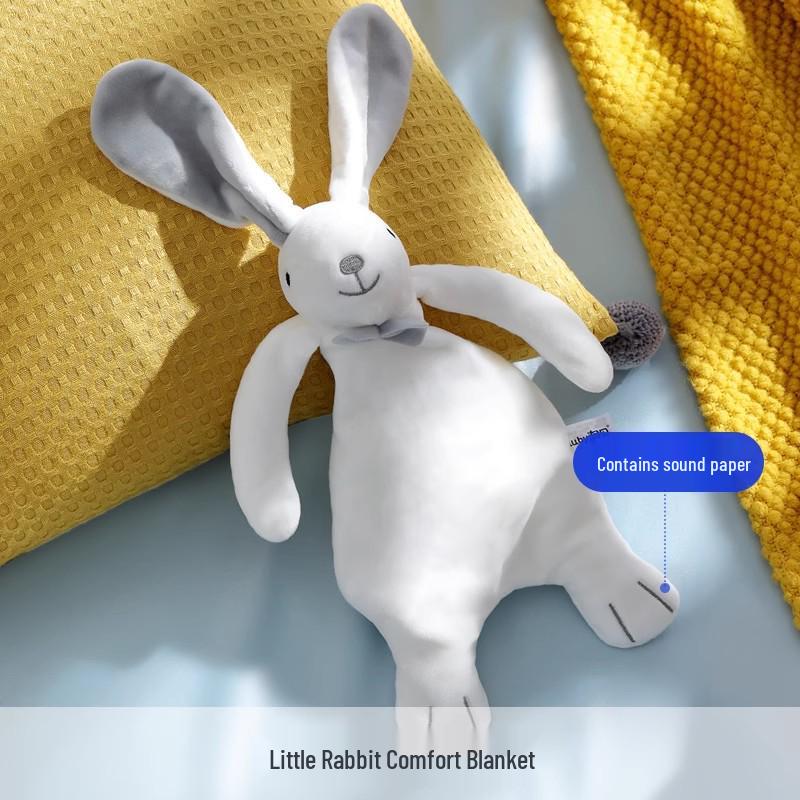Rabbit Plush Comfort Blanket & Teether for Newborns