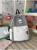 Schoolbag summer fresh blue and white grid small polka dot backpack soft cute puppy embroidery sweet age-reducing student party travel small backpack