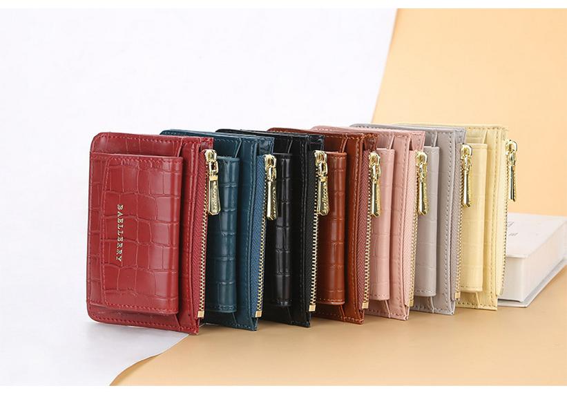 Baellerry Women's Crocodile Pattern Card Holder Coin Purse: Korean Style Fashion Wallet with Large Capacity and Multi-Card Slots