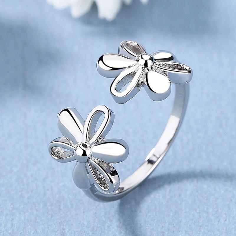 925 Sterling Silver Plated Sun Moon Sunflower Heart Rings for Women Original Flower Wedding Crystal Luxury Jewelry R5375